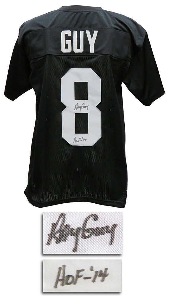 Ray Guy Signed Black Custom Jersey w/HOF'14 - GUYJRY304 - Ray Guy Signed Black Custom Jersey w/HOF'14 product image