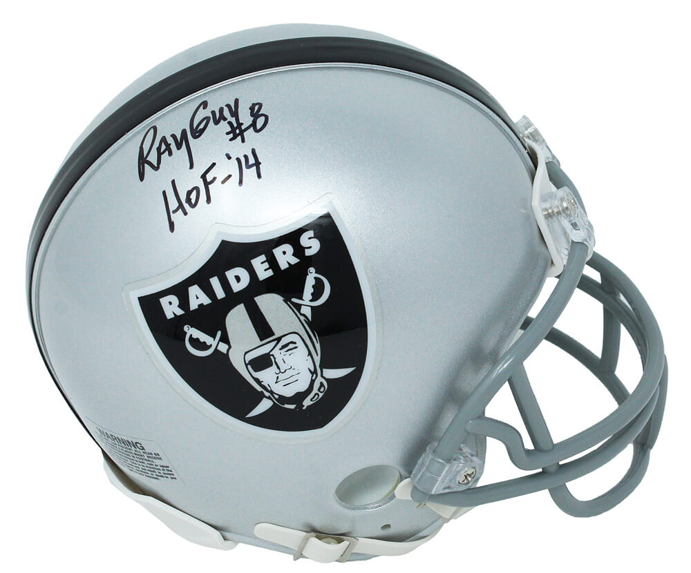 Ray Guy Signed Raiders Riddell Mini Helmet w/HOF'14 - GUYMIN300 - Ray Guy Signed Raiders Riddell Mini Helmet w/HOF'14 product image