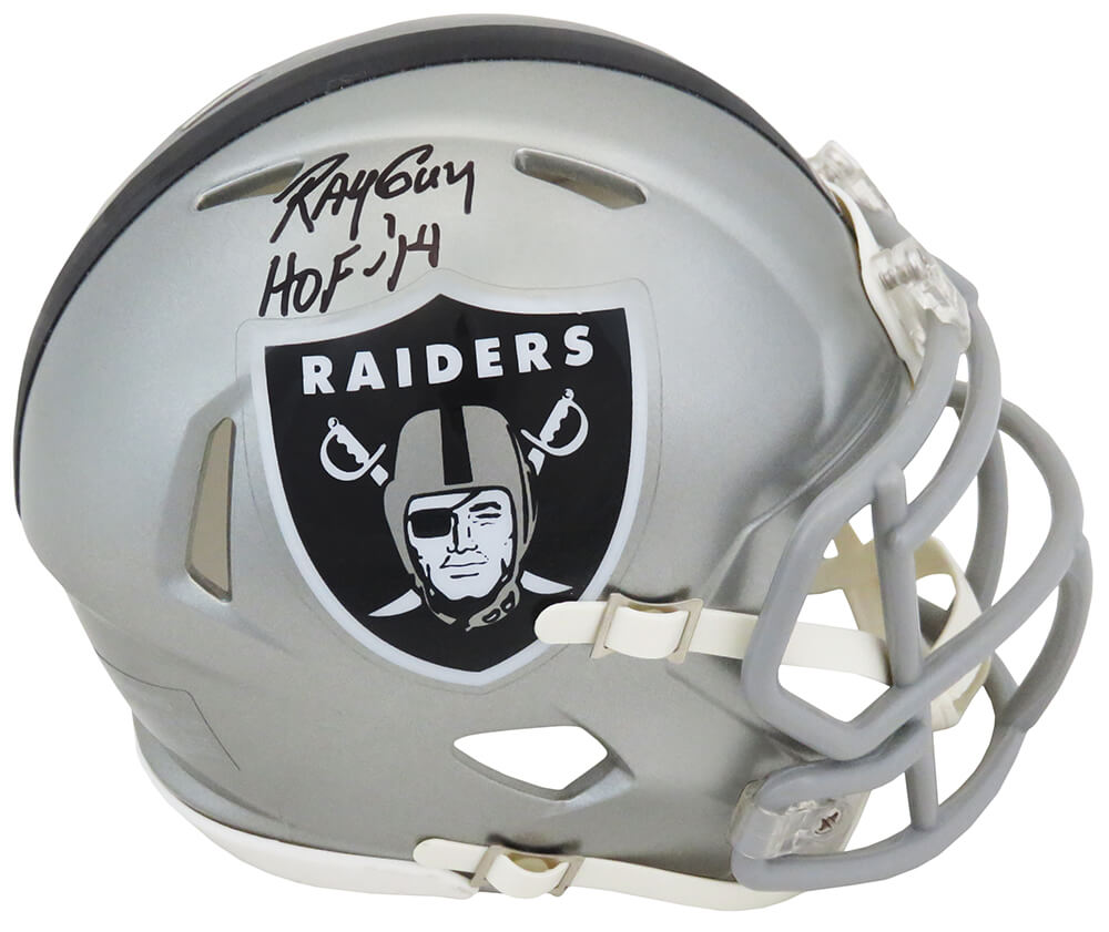 Ray Guy Signed Raiders FLASH Riddell Speed Mini Helmet w/HOF'14 - GUYMIN306 - Ray Guy Signed Raiders FLASH Riddell Speed Mini Helmet w/HOF'14 product image