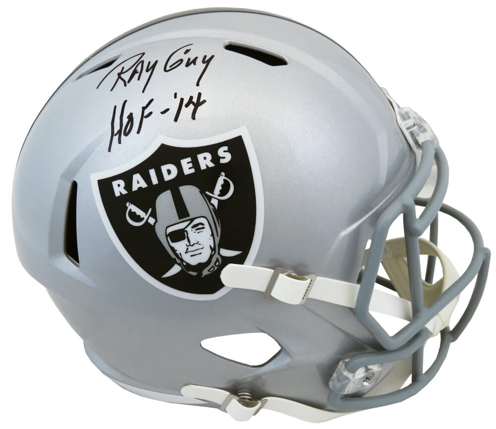 Ray Guy Signed Raiders Riddell Full Size Speed Replica Helmet w/HOF'14 - GUYREP302 - Ray Guy Signed Raiders Riddell Full Size Speed Replica Helmet w/HOF'14 product image
