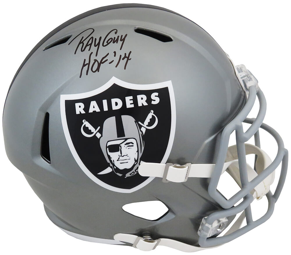 Ray Guy Signed Raiders FLASH Riddell Full Size Speed Replica Helmet w/HOF'14 - GUYREP303 - Ray Guy Signed Raiders FLASH Riddell Full Size Speed Replica Helmet w/HOF'14 product image