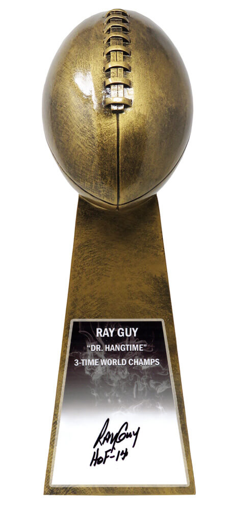 Ray Guy Signed Football World Champion 15 Inch Replica Gold Trophy w/HOF'14 - GUYTRO301 - Ray Guy Signed Football World Champion 15 Inch Replica Gold Trophy w/HOF'14 product image
