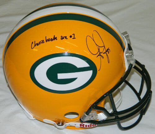 Greg Jennings Signed Autographed Packers Riddell Proline Helmet w/Cheeseheads are #1 - JENPRO301 - Greg Jennings Signed Autographed Packers Riddell Proline Helmet w/Cheeseheads are #1 product image