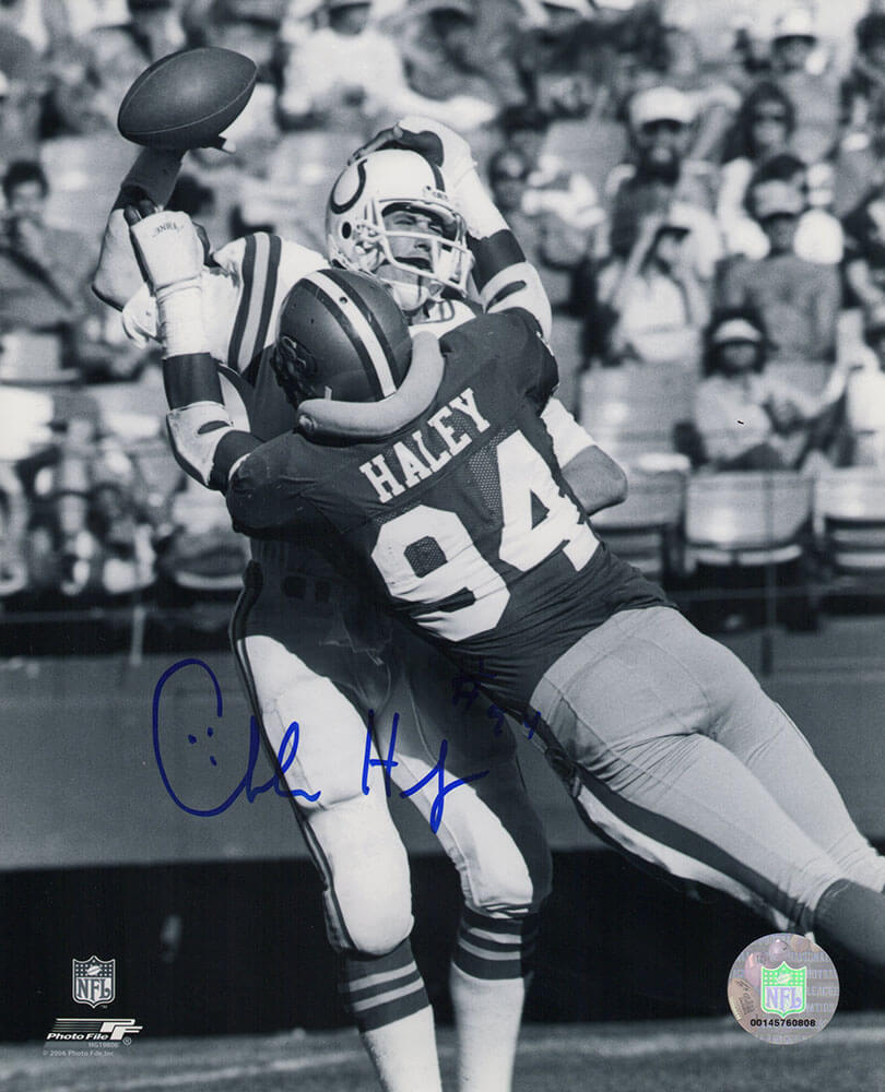 Charles Haley Signed San Francisco 49ers B&W Action vs Colts 8x10 Photo - HAL08P301 - Charles Haley Signed San Francisco 49ers B&W Action vs Colts 8x10 Photo product image