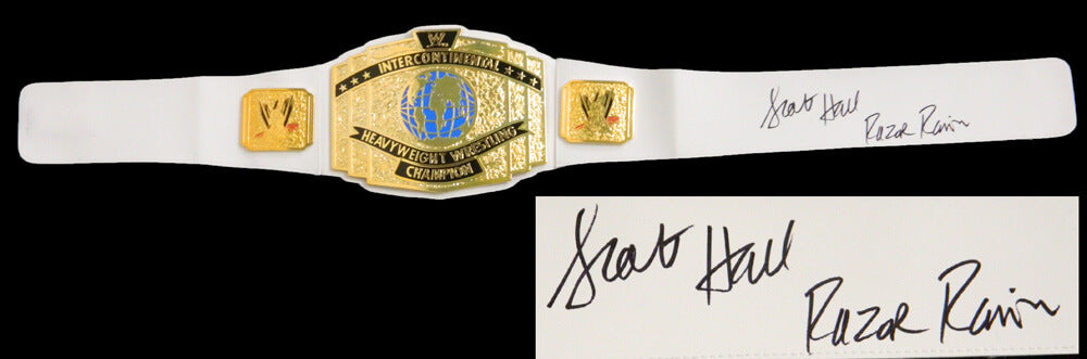 Scott Hall Signed WWE Intercontinental Championship White Replica Belt w/Razor Ramon - HALBLT500 - Scott Hall Signed WWE Intercontinental Championship White Replica Belt w/Razor Ramon product image