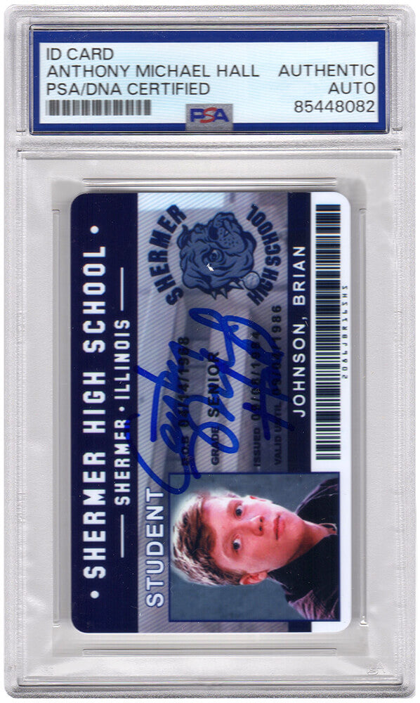 Anthony Michael Hall Signed The Breakfast Club Brian Johnson Shermer High School ID Card - (PSA Encapsulated) - HALCAR504 - Anthony Michael Hall Signed The Breakfast Club Brian Johnson Shermer High School ID Card - (PSA Encapsulated) product image