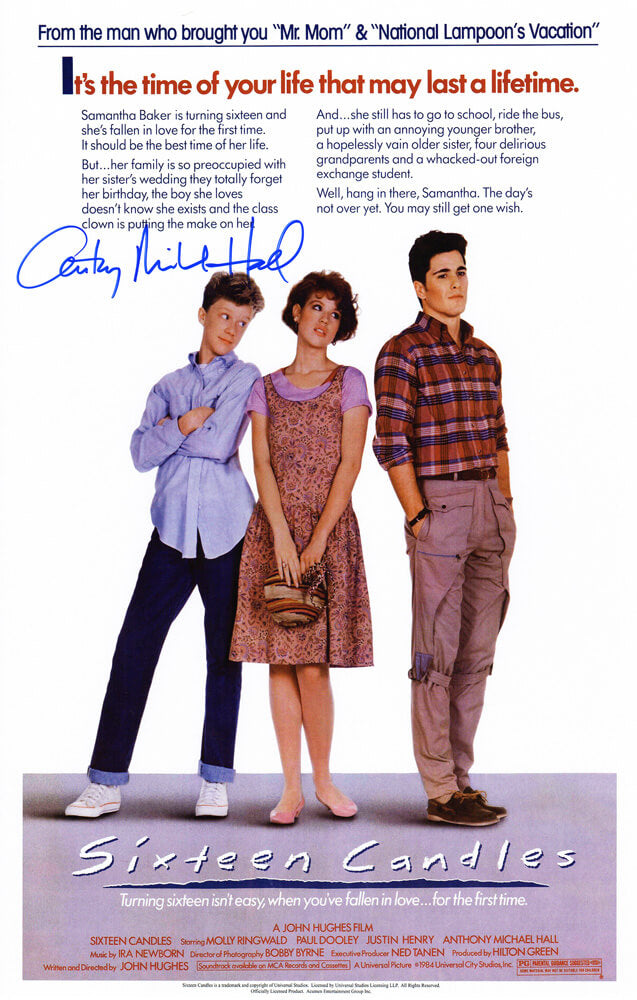 Anthony Michael Hall Signed Sixteen Candles 11x17 Movie Poster - HALPST501 - Anthony Michael Hall Signed Sixteen Candles 11x17 Movie Poster product image