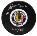 Glenn Hall Signed Chicago Blackhawks Logo Hockey Puck w/HOF'75 - HALPUC402 - Glenn Hall Signed Chicago Blackhawks Logo Hockey Puck w/HOF'75 product image