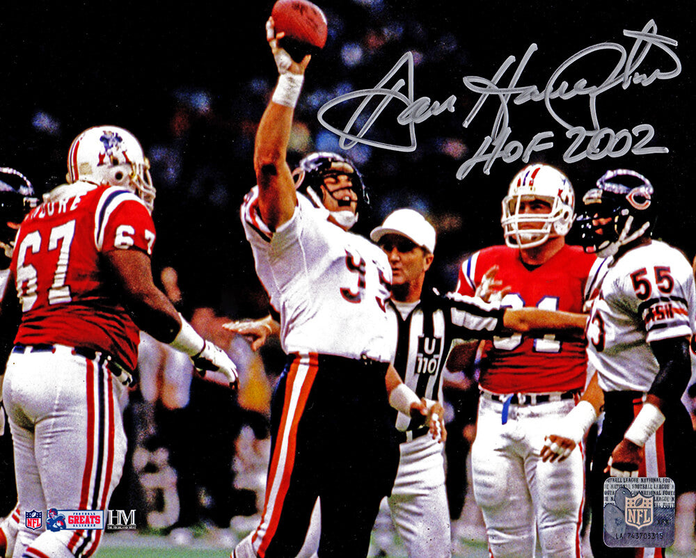 Dan Hampton Signed Chicago Bears Super Bowl XX Holding Football vs Patriots 8x10 Photo w/HOF 2002 - HAM08P310 - Dan Hampton Signed Chicago Bears Super Bowl XX Holding Football vs Patriots 8x10 Photo w/HOF 2002 product image