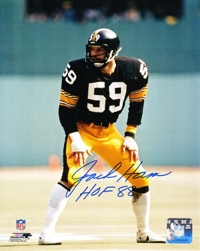Jack Ham Signed Pittsburgh Steelers Stance 8x10 Photo w/HOF'88 - HAM08P320 - Jack Ham Signed Pittsburgh Steelers Stance 8x10 Photo w/HOF'88 product image