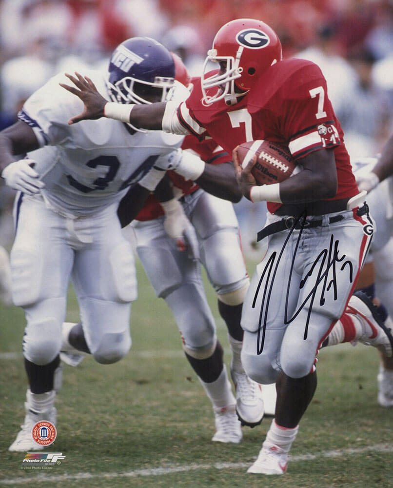 Rodney Hampton Signed Georgia Red Jersey Action 8x10 Photo - HAM08P334 - Rodney Hampton Signed Georgia Red Jersey Action 8x10 Photo product image
