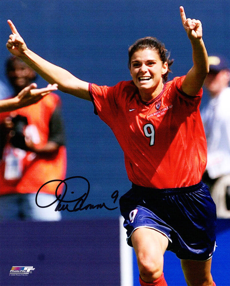 Mia Hamm Signed USA Soccer Arms Raised Celebration 8x10 Photo - HAM08P501 - Mia Hamm Signed USA Soccer Arms Raised Celebration 8x10 Photo product image