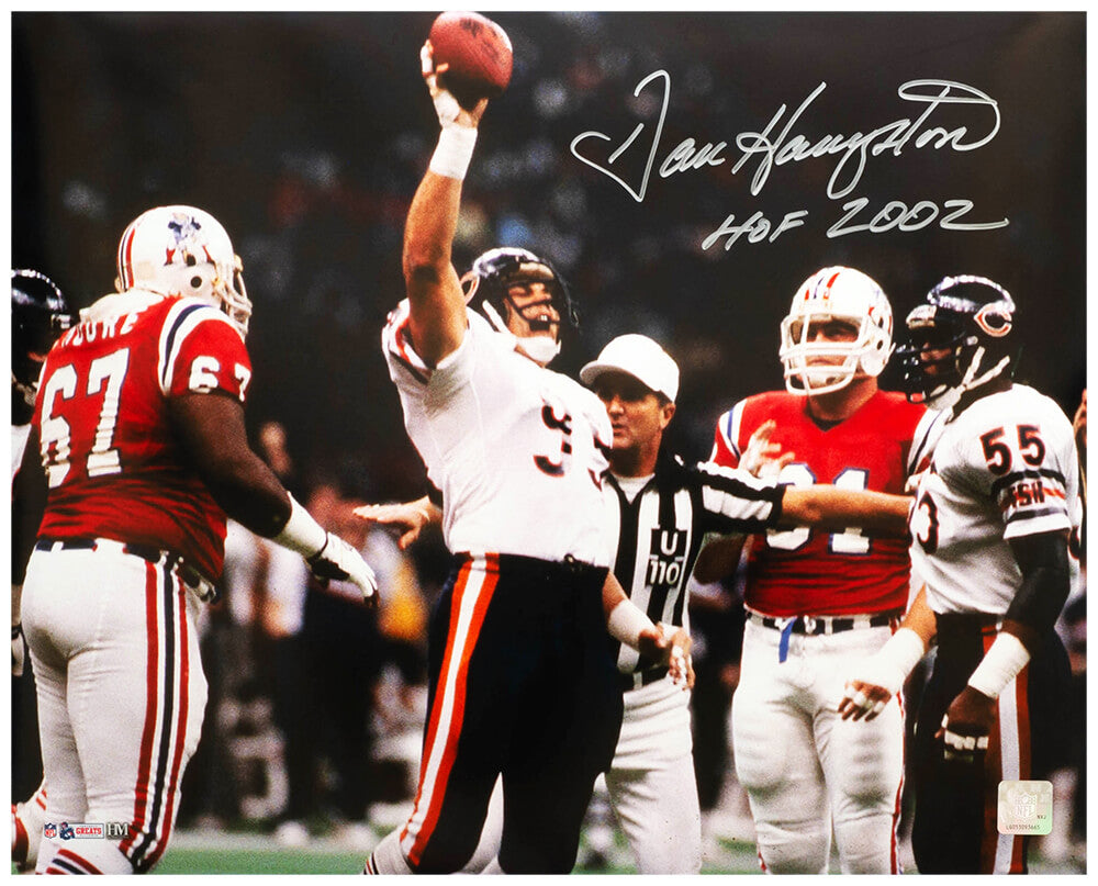 Dan Hampton Signed Chicago Bears Super Bowl XX Holding Football vs Patriots 16x20 Photo w/HOF 2002 - HAM16P308 - Dan Hampton Signed Chicago Bears Super Bowl XX Holding Football vs Patriots 16x20 Photo w/HOF 2002 product image