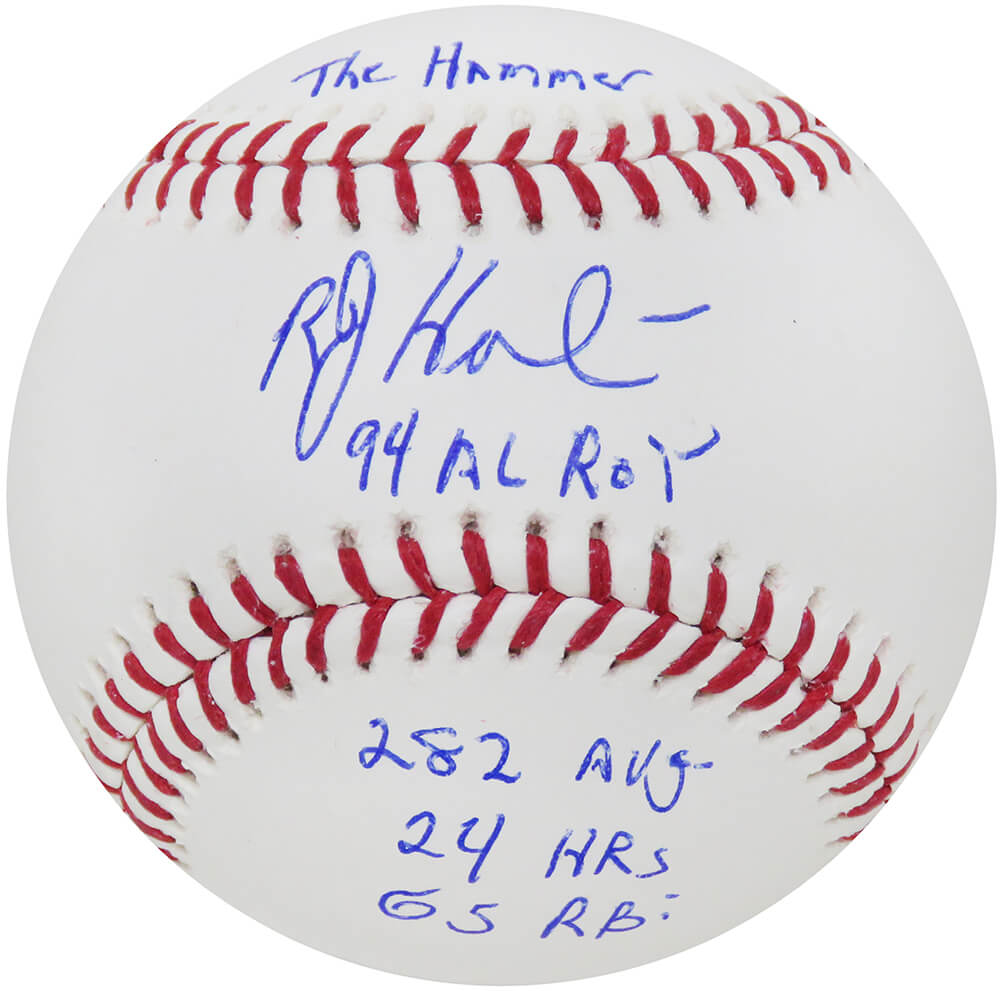 Bob Hamelin Signed Rawlings Official MLB Baseball w/94 AL ROY, .282 Avg, 24 HRs, 65 RBIs - HAMBSB111 - Bob Hamelin Signed Rawlings Official MLB Baseball w/94 AL ROY, .282 Avg, 24 HRs, 65 RBIs product image