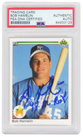Bob Hamelin Signed Kansas City Royals 1990 Upper Deck Rookie Baseball Card #45 w/94 AL ROY - (PSA Encapsulated) - HAMCAR104 - Bob Hamelin Signed Kansas City Royals 1990 Upper Deck Rookie Baseball Card #45 w/94 AL ROY - (PSA Encapsulated) product image