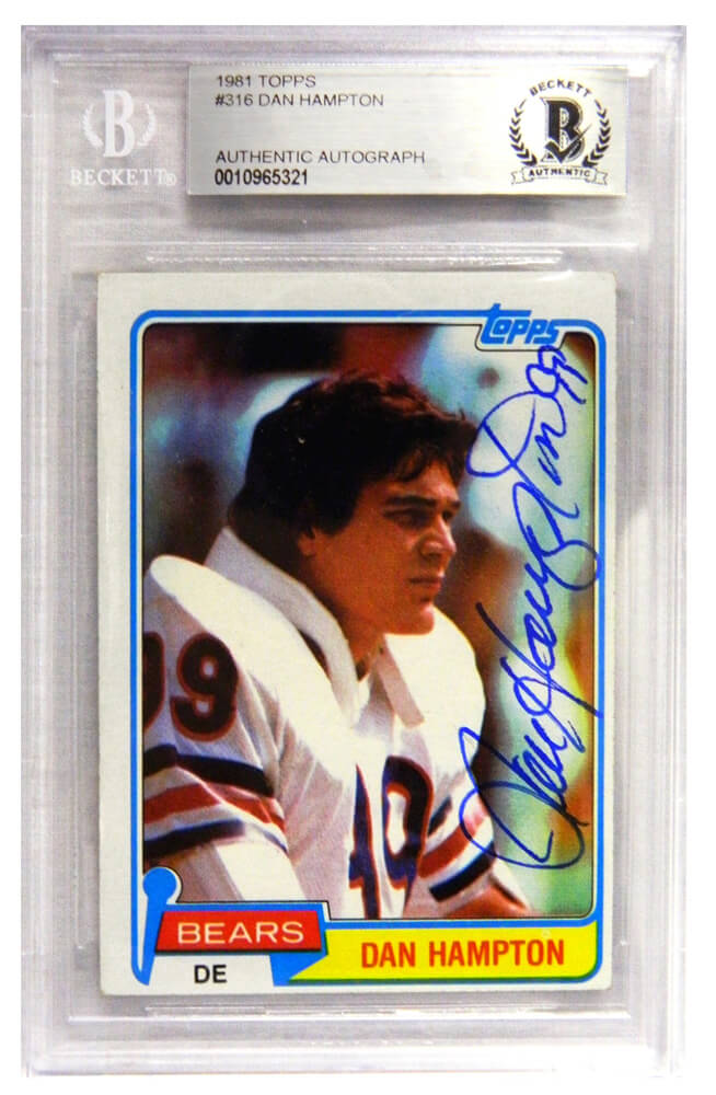Dan Hampton Signed Chicago Bears 1981 Topps Football Rookie Card #316 - (Beckett Encapsulated) - HAMCAR302 - Dan Hampton Signed Chicago Bears 1981 Topps Football Rookie Card #316 - (Beckett Encapsulated) product image