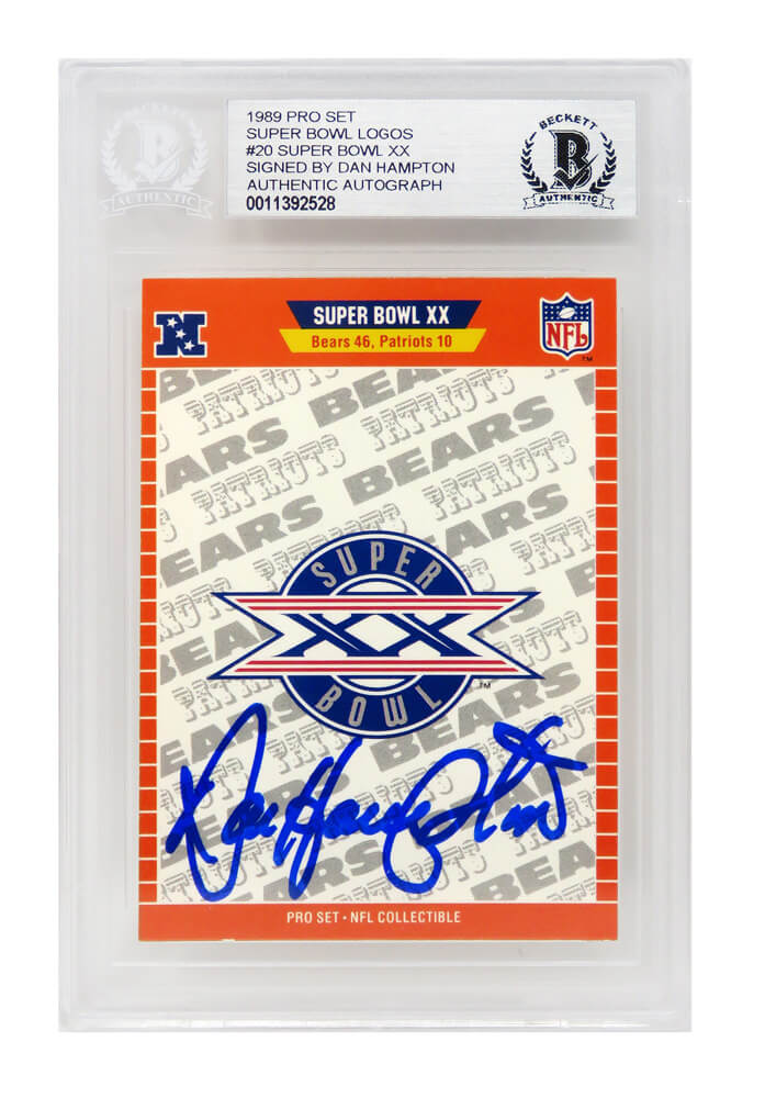 Dan Hampton Signed 1989 Pro Set Super Bowl XX Football Trading Card #20 - (Beckett Encapsulated) - HAMCAR303 - Dan Hampton Signed 1989 Pro Set Super Bowl XX Football Trading Card #20 - (Beckett Encapsulated) product image