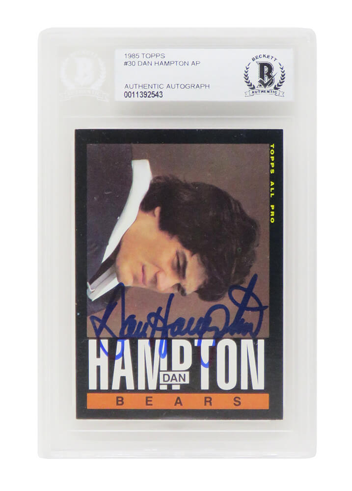 Dan Hampton Signed Chicago Bears 1985 Topps Football Trading Card #30 - (Beckett Encapsulated) - HAMCAR304 - Dan Hampton Signed Chicago Bears 1985 Topps Football Trading Card #30 - (Beckett Encapsulated) product image
