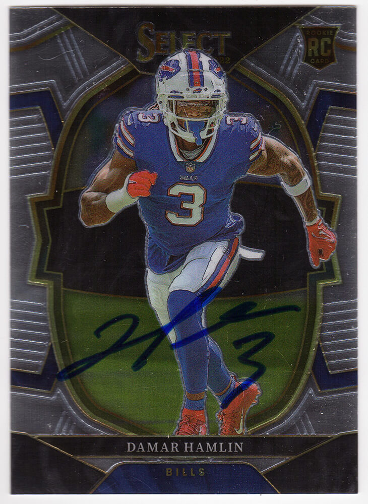 Damar Hamlin Signed Buffalo Bills 2022 Panini Select Football Card #100 - HAMCAR320 - Damar Hamlin Signed Buffalo Bills 2022 Panini Select Football Card #100 product image