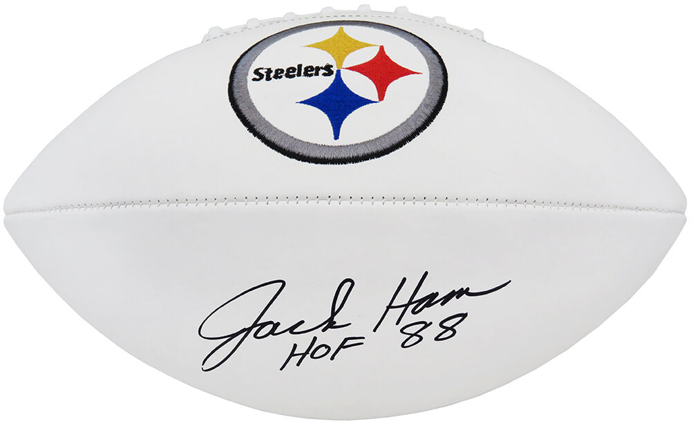 Jack Ham Signed Pittsburgh Steelers Wilson White Logo Football w/HOF'88 - HAMFTB325 - Jack Ham Signed Pittsburgh Steelers Wilson White Logo Football w/HOF'88 product image