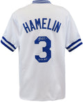 Bob Hamelin Signed White Custom Baseball Jersey w/94 AL ROY - HAMJRY100 - Bob Hamelin Signed White Custom Baseball Jersey w/94 AL ROY product image