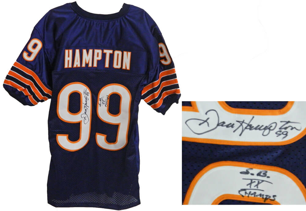 Dan Hampton Signed Navy Custom Throwback Jersey w/SB XX Champs - HAMJRY302 - Dan Hampton Signed Navy Custom Throwback Jersey w/SB XX Champs product image