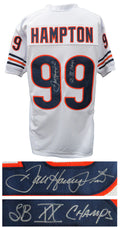 Dan Hampton Signed White Throwback Custom Football Jersey w/SB XX Champs - HAMJRY303 - Dan Hampton Signed White Throwback Custom Football Jersey w/SB XX Champs product image