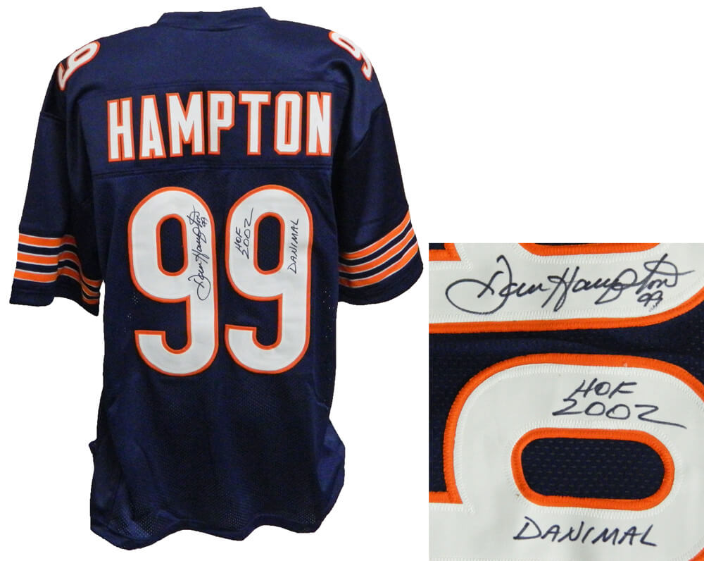 Dan Hampton Signed Navy Custom Football Jersey w/HOF 2002, Danimal - HAMJRY304 - Dan Hampton Signed Navy Custom Football Jersey w/HOF 2002, Danimal product image
