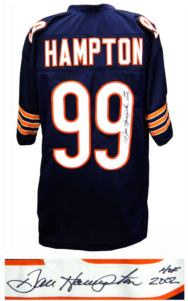 Dan Hampton Signed Navy Custom Football Jersey w/HOF 2002 - HAMJRY306 - Dan Hampton Signed Navy Custom Football Jersey w/HOF 2002 product image