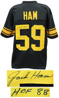 Jack Ham Signed Black Color Rush Custom Football Jersey w/HOF'88 - HAMJRY322 - Jack Ham Signed Black Color Rush Custom Football Jersey w/HOF'88 product image