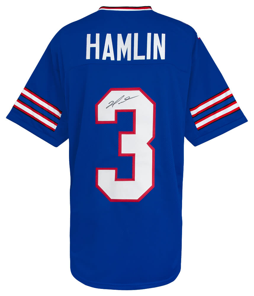 Damar Hamlin Signed Blue Custom Football Jersey - HAMJRY340 - Damar Hamlin Signed Blue Custom Football Jersey product image