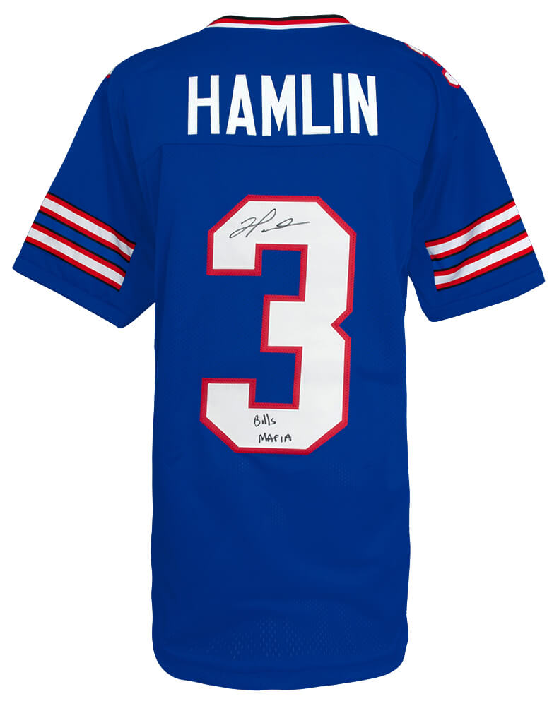 Damar Hamlin Signed Blue Custom Football Jersey w/Bills Mafia - HAMJRY341 - Damar Hamlin Signed Blue Custom Football Jersey w/Bills Mafia product image
