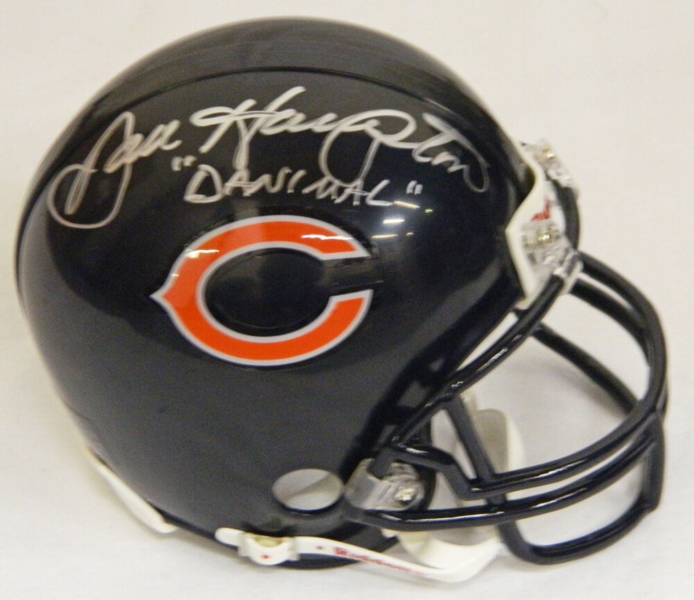 Dan Hampton Signed Bears Riddell Mini Helmet w/Danimal - HAMMIN301 - Dan Hampton Signed Bears Riddell Mini Helmet w/Danimal product image