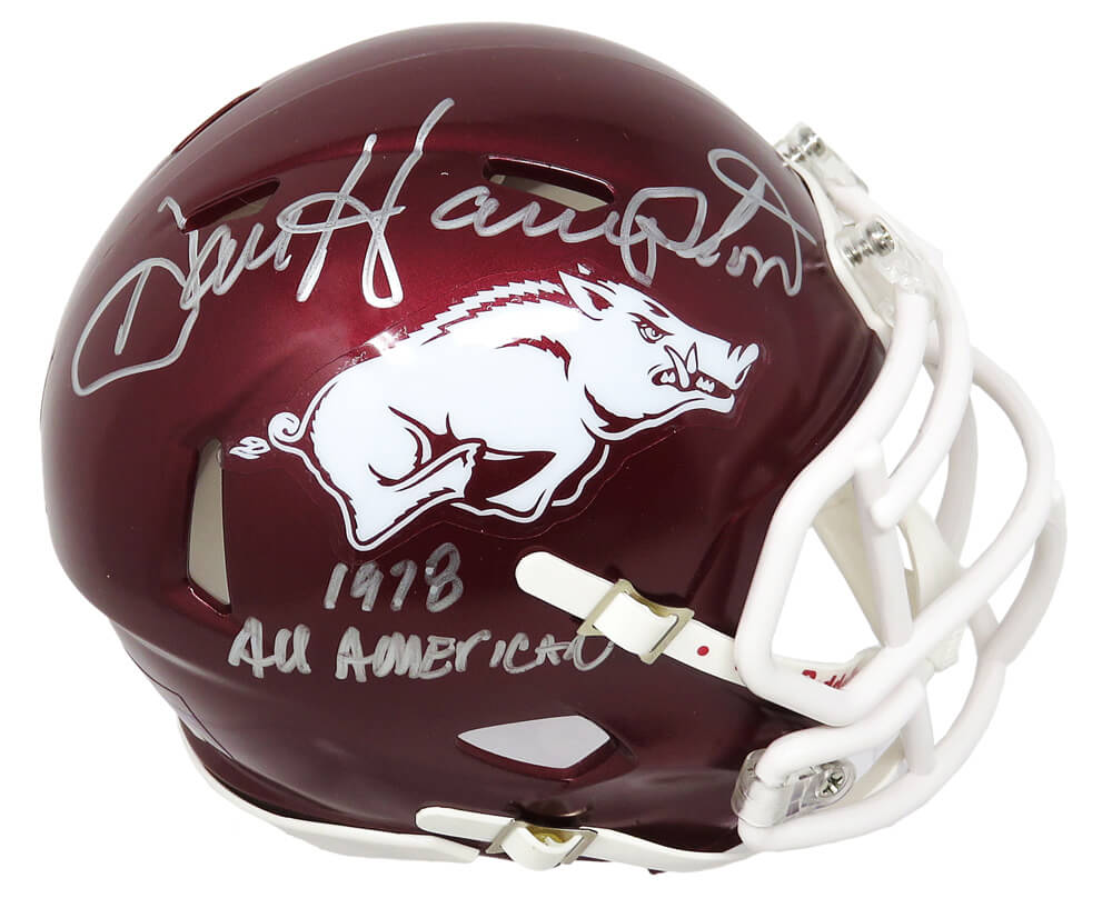 Dan Hampton Signed Arkansas Razorbacks Riddell Speed Mini Helmet w/1978 All-American - HAMMIN309 - Dan Hampton Signed Arkansas Razorbacks Riddell Speed Mini Helmet w/1978 All-American product image
