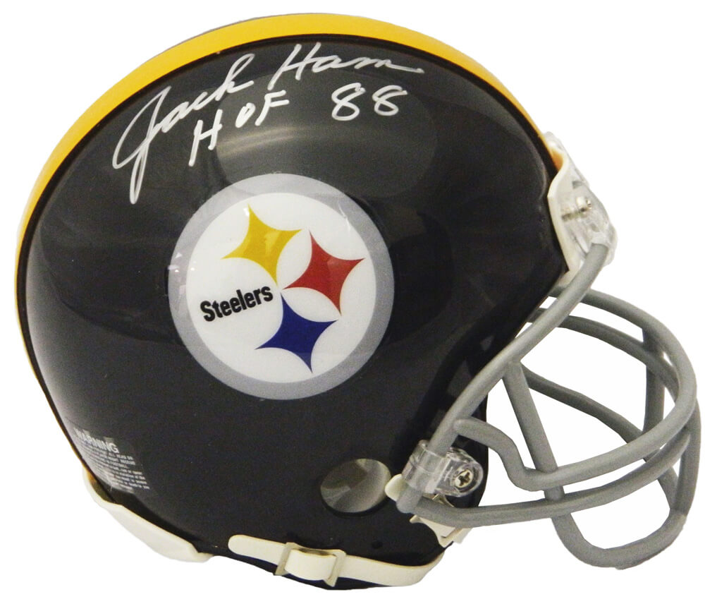 Jack Ham Signed Pittsburgh Steelers Throwback Riddell Speed Mini Helmet w/HOF'88 - HAMMIN321 - Jack Ham Signed Pittsburgh Steelers Throwback Riddell Speed Mini Helmet w/HOF'88 product image