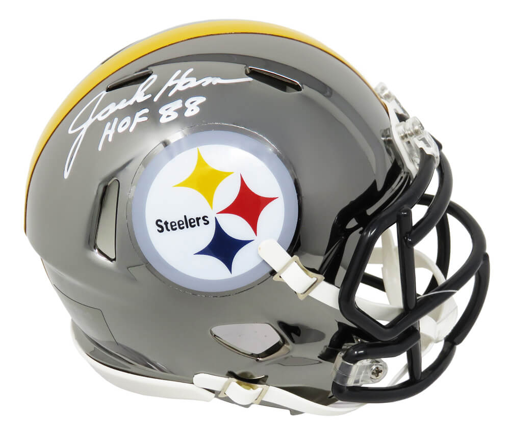 Jack Ham Signed Pittsburgh Steelers Chrome Riddell Speed Mini Helmet w/HOF'88 - HAMMIN323 - Jack Ham Signed Pittsburgh Steelers Chrome Riddell Speed Mini Helmet w/HOF'88 product image