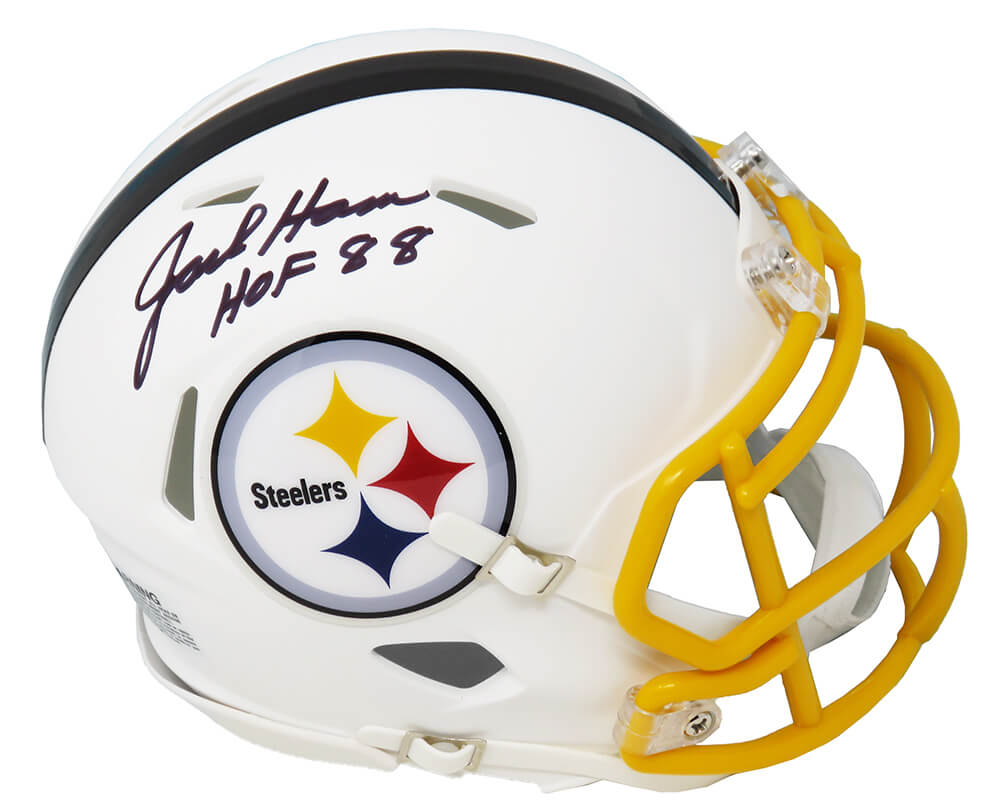 Jack Ham Signed Pittsburgh Steelers Flat White Matte Riddell Speed Mini Helmet w/HOF'88 - HAMMIN325 - Jack Ham Signed Pittsburgh Steelers Flat White Matte Riddell Speed Mini Helmet w/HOF'88 product image