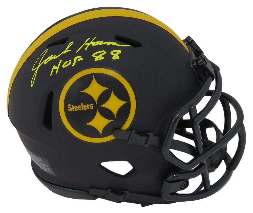 Jack Ham Signed Pittsburgh Steelers Eclipse Black Matte Riddell Speed Mini Helmet w/HOF'88 - HAMMIN326 - Jack Ham Signed Pittsburgh Steelers Eclipse Black Matte Riddell Speed Mini Helmet w/HOF'88 product image