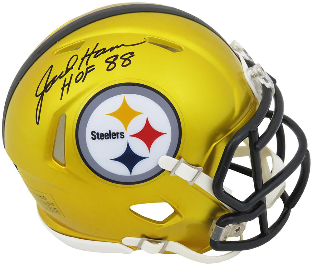Jack Ham Signed Pittsburgh Steelers FLASH Riddell Speed Mini Helmet w/HOF'88 - HAMMIN329 - Jack Ham Signed Pittsburgh Steelers FLASH Riddell Speed Mini Helmet w/HOF'88 product image