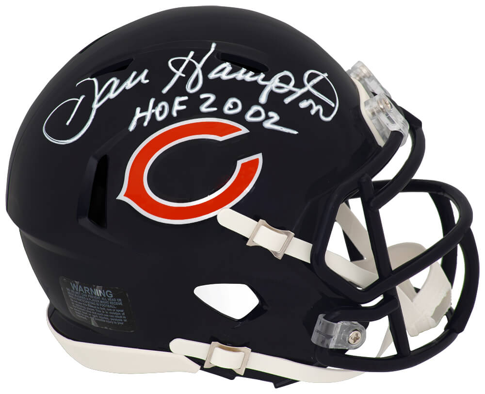 Dan Hampton Signed Bears Riddell Speed Mini Helmet w/HOF 2002 - (White Ink) - HAMMIN351 - Dan Hampton Signed Bears Riddell Speed Mini Helmet w/HOF 2002 - (White Ink) product image
