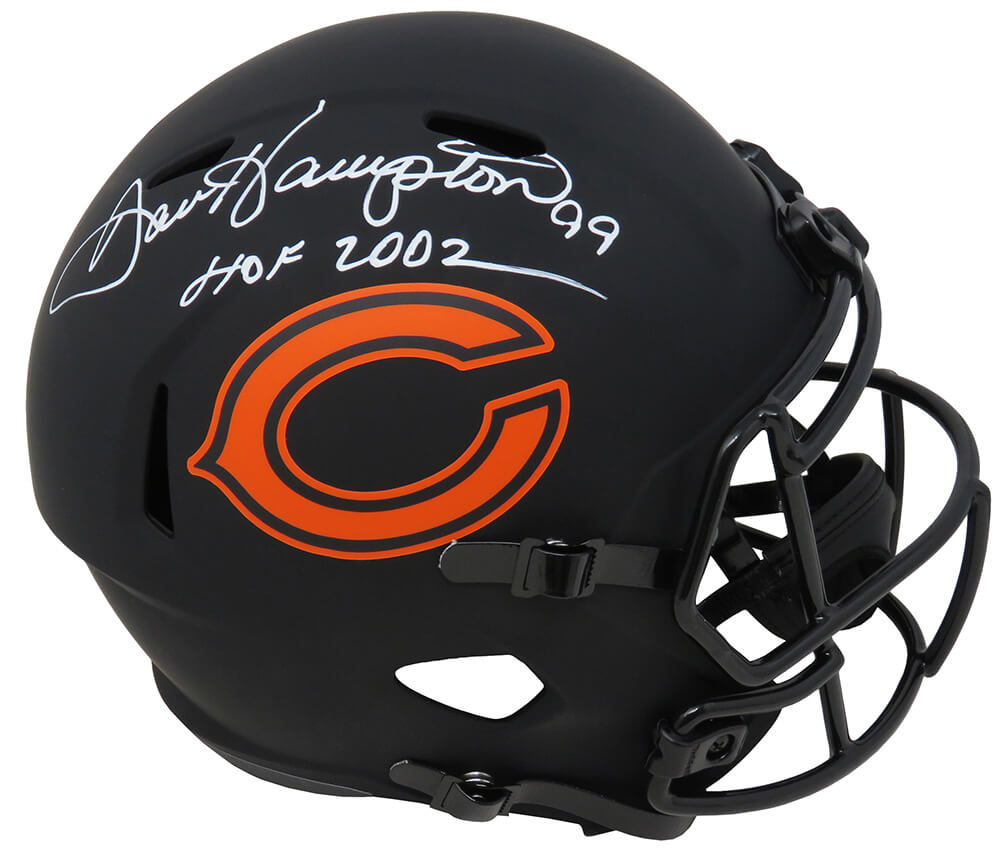 Dan Hampton Signed Bears Eclipse Black Matte Riddell Speed Full-Size Replica Helmet w/HOF 2002 - HAMREP314 - Dan Hampton Signed Bears Eclipse Black Matte Riddell Speed Full-Size Replica Helmet w/HOF 2002 product image