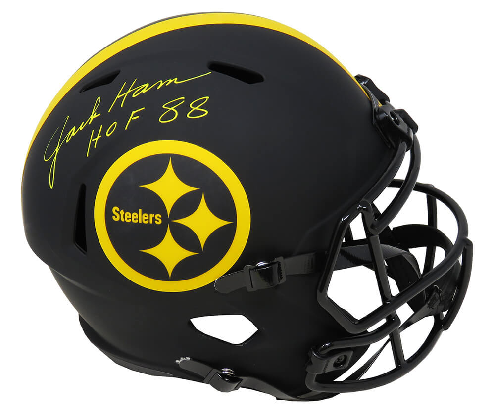 Jack Ham Signed Pittsburgh Steelers Eclipse Black Matte Riddell Full Size Speed Replica Helmet w/HOF'88 - HAMREP326 - Jack Ham Signed Pittsburgh Steelers Eclipse Black Matte Riddell Full Size Speed Replica Helmet w/HOF'88 product image