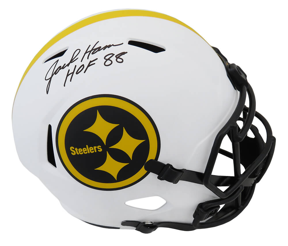 Jack Ham Signed Pittsburgh Steelers Lunar Eclipse White Matte Riddell Full Size Speed Replica Helmet w/HOF'88 - HAMREP328 - Jack Ham Signed Pittsburgh Steelers Lunar Eclipse White Matte Riddell Full Size Speed Replica Helmet w/HOF'88 product image