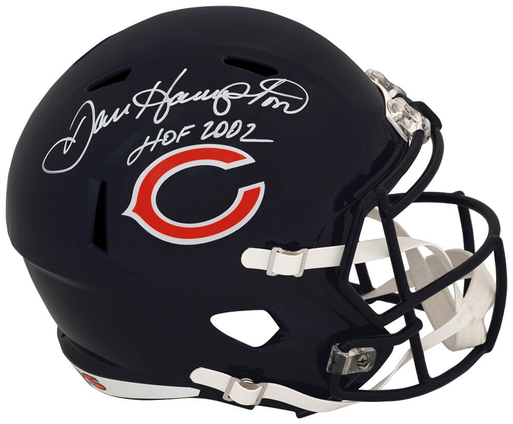 Dan Hampton Signed Bears Riddell Full Size Speed Replica Helmet w/HOF 2002 - (White Ink) - HAMREP342 - Dan Hampton Signed Bears Riddell Full Size Speed Replica Helmet w/HOF 2002 - (White Ink) product image