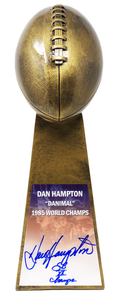 Dan Hampton Signed Football World Champion 15 Inch Replica Gold Trophy w/SB XX Champs - HAMTRO301 - Dan Hampton Signed Football World Champion 15 Inch Replica Gold Trophy w/SB XX Champs product image