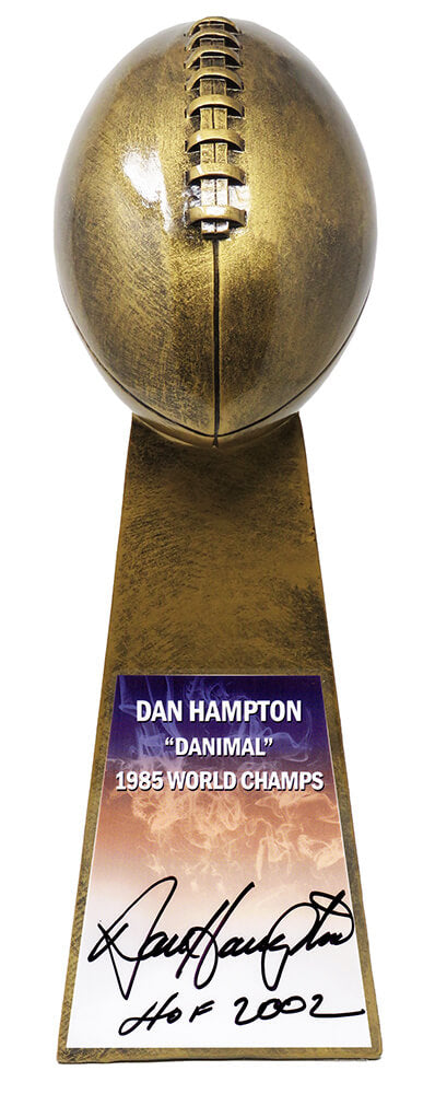 Dan Hampton Signed Football World Champion 15 Inch Replica Gold Trophy w/HOF 2002 - HAMTRO303 - Dan Hampton Signed Football World Champion 15 Inch Replica Gold Trophy w/HOF 2002 product image