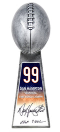 Dan Hampton Signed Football World Champion 15 Inch Rep Silver Trophy With #99 Sticker w/HOF 2002 - HAMTRO304 - Dan Hampton Signed Football World Champion 15 Inch Rep Silver Trophy With #99 Sticker w/HOF 2002 product image