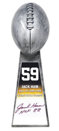 Jack Ham Signed Football World Champion 15 Inch Replica Silver Trophy With #59 Sticker w/HOF'88 - HAMTRO312 - Jack Ham Signed Football World Champion 15 Inch Replica Silver Trophy With #59 Sticker w/HOF'88 product image