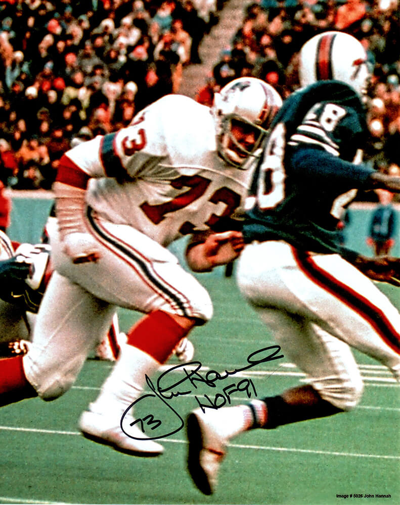 John Hannah Signed New England Patriots Action 8x10 Photo w/HOF'91 - HAN08P300 - John Hannah Signed New England Patriots Action 8x10 Photo w/HOF'91 product image