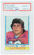 John Hannah Signed New England Patriots 1974 Topps Football Rookie Card #383 w/HOF'91 (PSA Encapsulated - Auto Grade 10) - HANCAR301 - John Hannah Signed New England Patriots 1974 Topps Football Rookie Card #383 w/HOF'91 (PSA Encapsulated - Auto Grade 10) product image